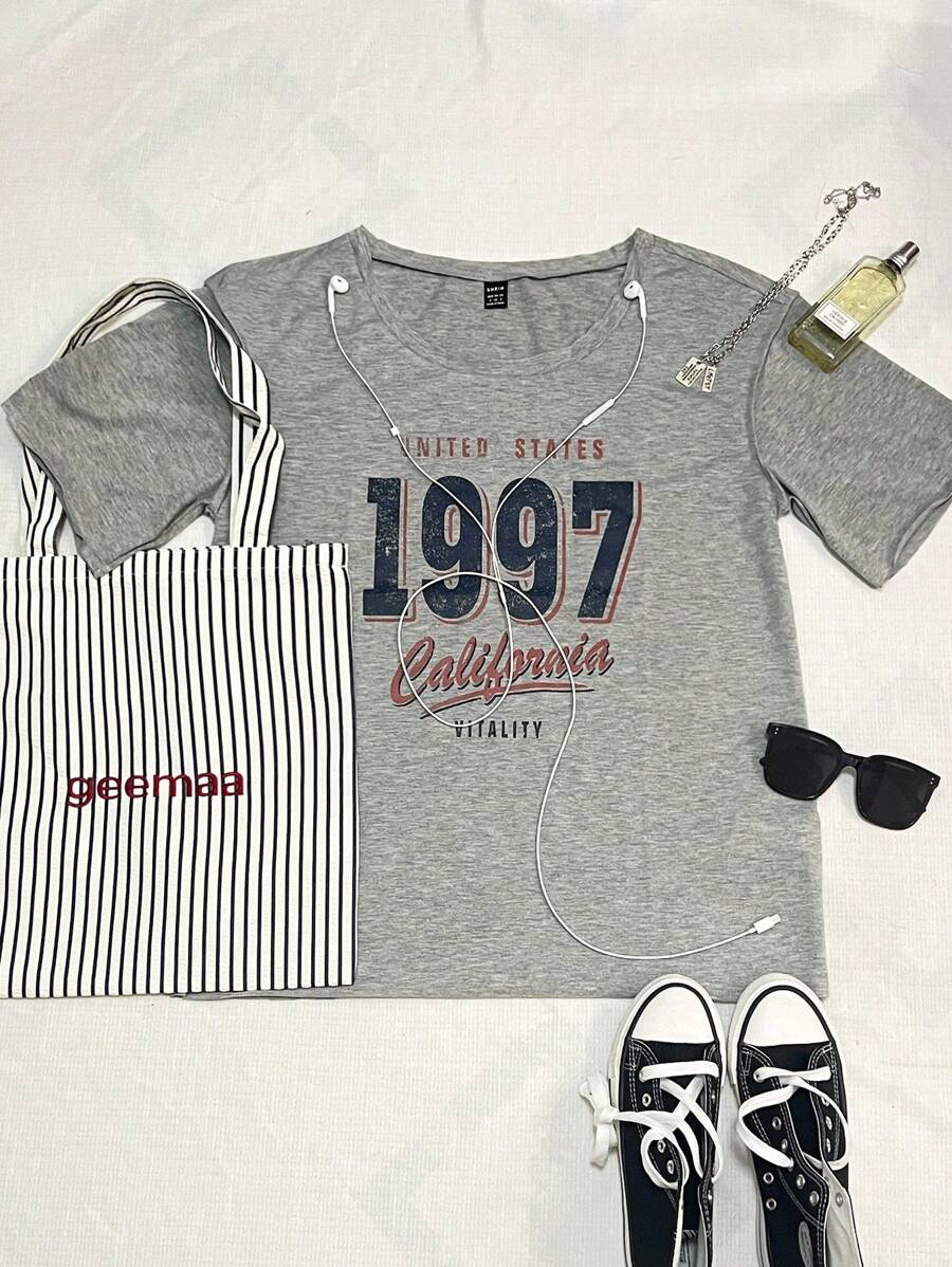 SHEIN Youth Casual Scoop Neck Multicolor Tee With Regular Fit And Asymmetrical Design Teen Girl Clothes Teen Girls T Shirts Crop Vintage T Shirts 90s Clothes Girls Summer Clothes Teen