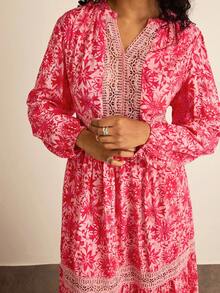 SHEIN VCAY Vestido casual de talla grande con estampado all-over