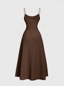 SHEIN MOD 巧克力棕色简约百搭浪漫女装 - 巧克力棕 - 查看 2