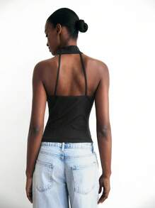 Maija Damen Sommer modischer Metalldekoration Neckholder Top