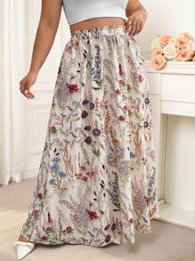 Reflora 大码花卉印花 A 字裙，适合夏季 - 彩色 - 查看 3