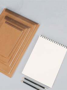 SHEIN 中等纹理水彩纸垫素描本螺旋装订穿孔页防渗色多色封面适合艺术家成人学生旅行绘画学校工作室四季水彩画笔记本艺术家素描本绘图垫 - 卡其色 - 查看 2