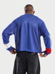 Áo thun dài tay kiểu dáng thể thao SUMWON bằng lưới, thiết kế số lớn thêu phía trước, cổ tròn, chất liệu nhẹ, phù hợp với đội tuyển đại học, phong cách đường phố thường ngày. - Màu xanh lam - Xem 3