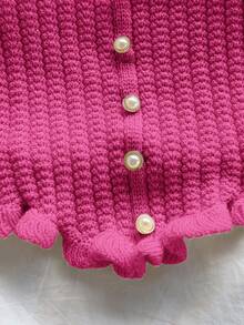 Soleia 女士浪漫休闲度假针织上衣 - 玫紅色 - 查看 5