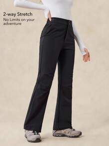 OutZeal Women Outdoor Black Pants Camping Hiking Water-Resistant Stretch Slim-Fit Flared Leg With Pockets - Black - View 2