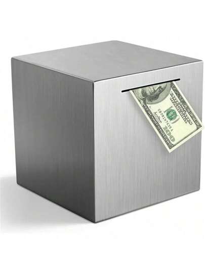 SHEIN 1 个不锈钢存钱罐 - 安全的预算和储蓄解决方案，采用可拆卸设计 - 成人办公室收纳用品