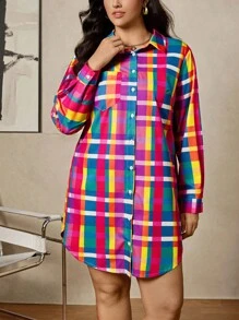 Zelara 大码女士冬季服装 女士航海休闲蓝白条纹及膝秋季连衣裙，带开领衬衫 淡蓝色连衣裙女士有袖连衣裙 蓝色返校节连衣裙 舒适棉质商务女士冬季连衣裙 女士休闲工作服 商务海军蓝服装连衣裙 - 彩色 - 查看 5