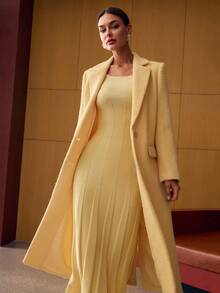 MOTF PREMIUM SCOOP NECK BIAS CUT SWEATER DRESS - Yellow - View 5