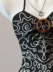 SHEIN EZwear Y2K GRUNGE 风格休闲简约可爱图案手绘印花女式吊带背心 - 彩色 - 查看 3