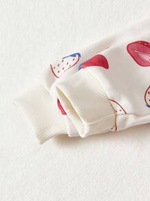 Cozy Pixies 2st Baby Girl Jordgubbsmönster stickad mjuk rund hals långärmad sweatshirt och byxor set