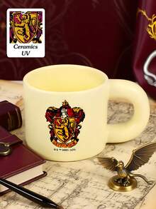 HARRY POTTER X SHEIN 1PC Logo Pattern Ceramic Cup, High-Quality Handmade Design, Styled Coffee/Tea Cup, Friend Gift, Back To School Supplies, Christmas Gift, Birthday Gift - Multicolor - View 1