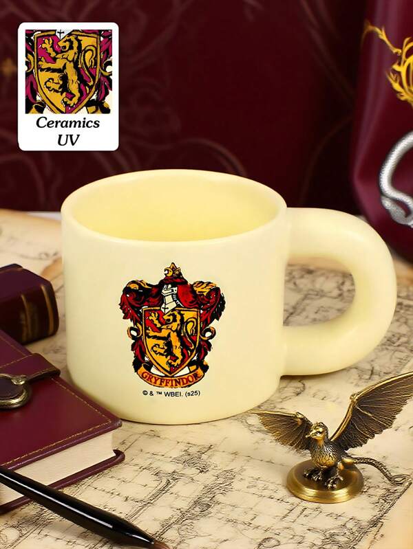 HARRY POTTER X SHEIN 1PC Logo Pattern Ceramic Cup, High-Quality Handmade Design, Styled Coffee/Tea Cup, Friend Gift, Back To School Supplies, Christmas Gift, Birthday Gift