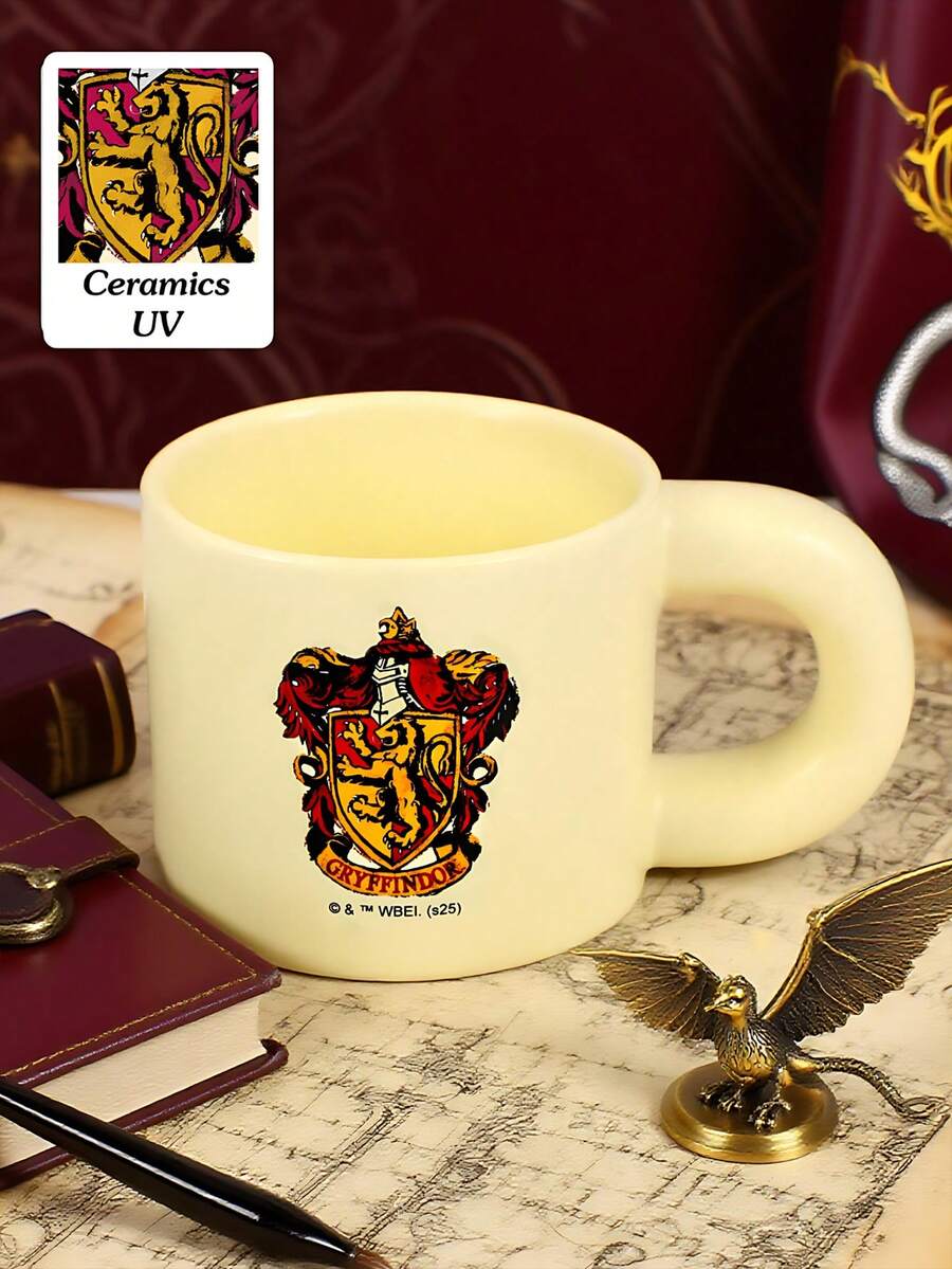 HARRY POTTER X SHEIN 1PC Logo Pattern Ceramic Cup, High-Quality Handmade Design, Styled Coffee/Tea Cup, Friend Gift, Back To School Supplies, Christmas Gift, Birthday Gift - Multicolor - View 1