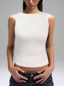 LYSMO 2025年新款女式时尚性感露背亮片派对白色背心