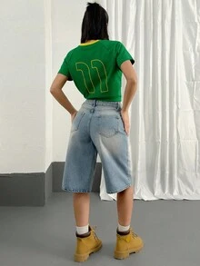 EURMUSE Summer Casual Washed Low Waist Denim Shorts - Light Wash - View 2