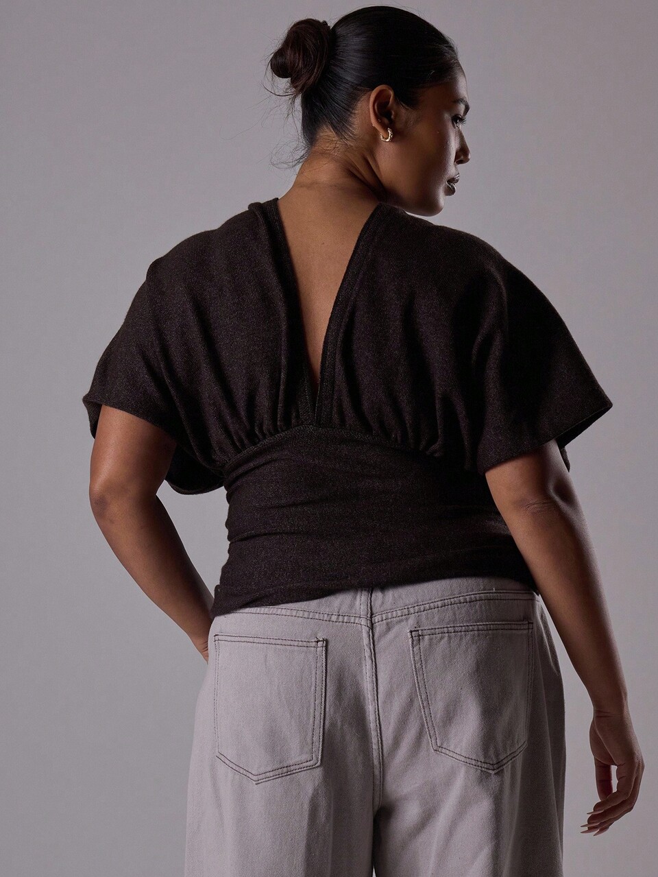Curve Fitted Body Drape Knit Sleeve Top Cute Holiday Elegant Classy Holiday Coolgirl Sexy Occasion Dawn