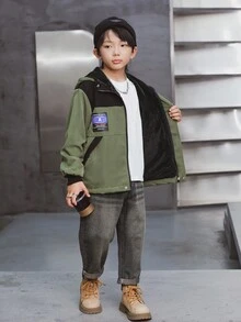 Tween Boy Casual Color Block Thermal Lined Hooded Jacket, Autumn/Winter - Multicolor - View 8