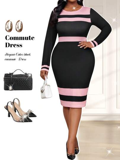 Fleurora Plus Size Women Business Elegant Puff Sleeve Fall Women Clothes Wedding Guest Dress Women Wedding Birthday Dresses For Women Summer Outfits For Women Vacation Summer Dress Short Sleeve Black Pink Stripe Design Pattern Dress Fall Clothes For Women Business Casual Woman Office Outfits For Women Fall Clothes Plus Size Work Clothes Women Fall Clothes For Women Black Dresses For Women Pink And Black Dress Midi Bodycon Dress Striped Midi Dress Pencil Dress For Women Long Sleeve Elegant Dress Fall Dresses For Women Long Sleeve Midi Dress Striped Bodycon Dress Plus Size Dresses For Women Teacher Outfits For Women