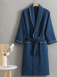 SHEIN 1件华夫格纯棉浴袍 成人男女纯棉浴袍 春夏浴袍 民宿酒店SPA浴袍 吸水速干 宽松多色 浴室用品 家居用品 - 彩色 - 查看 10