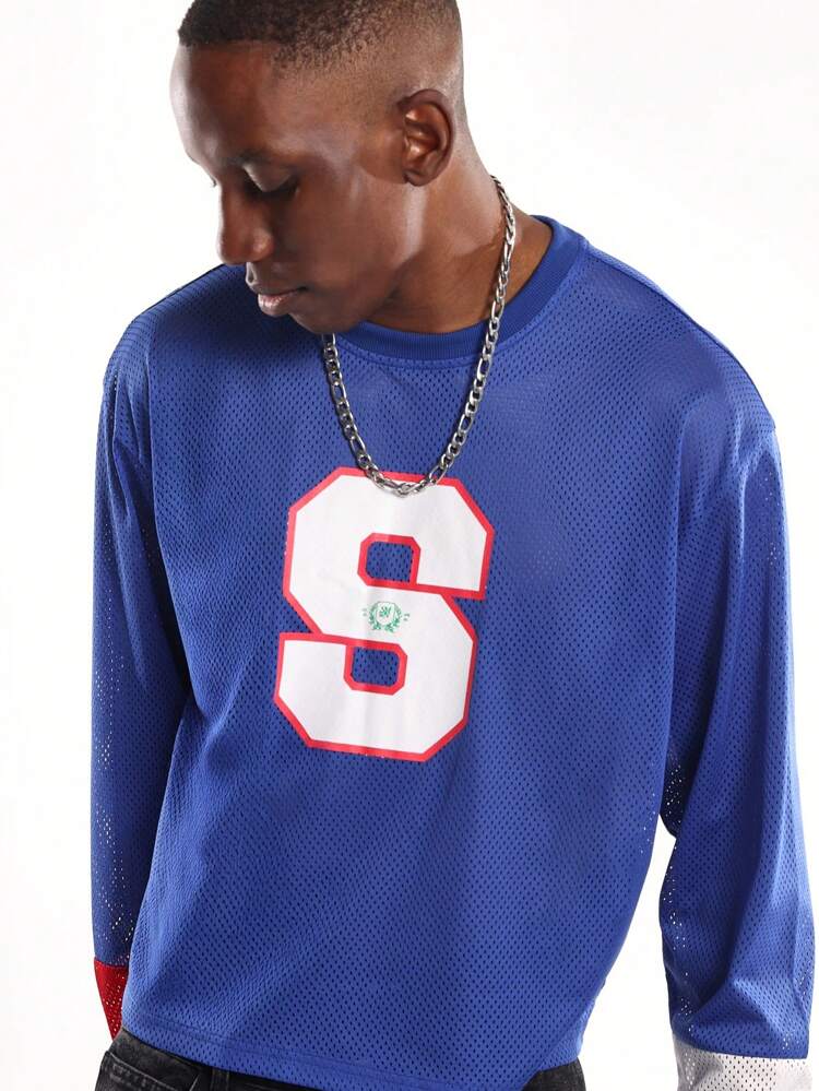 Camisa de beisebol de malha com design de números grandes