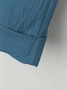 Omancia 女式休闲纯色直筒裤，春夏 - 藍色 - 查看 4