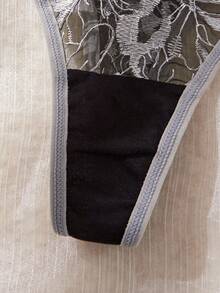 2pcs Women Spider Web Embroidery Lingerie Set, Halloween - Multicolor - View 6