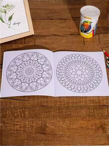 SHEIN 1 Sách tô màu Mandala tiếng Anh 128 trang cỡ lớn dành cho người lớn, liệu pháp nghệ thuật kèm sách mini 24 trang, bộ quà tặng giảm căng thẳng cho nam nữ, Giáng sinh, Halloween, sinh nhật, ngày lễ - Nhiều màu - Xem 9