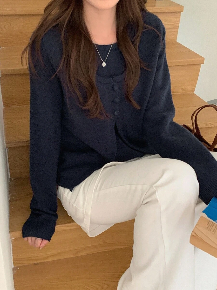 DAZY 女士纯色优雅长袖韩版毛衣秋冬