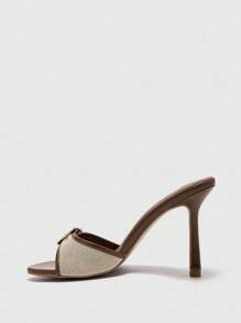 CUCCOO BIZCHIC Giày cao gót mũi tròn thời trang màu nâu và trắng, khóa vàng, phù hợp cho việc đi lại hàng ngày - màu nâu - Xem 8