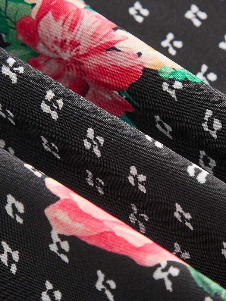 Vintage Style Floral And Polka Dot Print Maxi Skirt Teacher Outfits Office Outfits Going Out Skirt Spring Summer