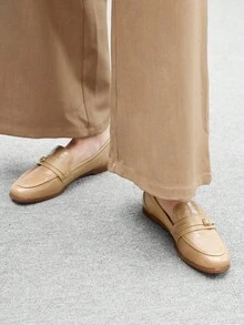 CUCCOO BIZCHIC Women's Apricot Color With Gold Buttons Fashionable Flats - Apricot - View 5