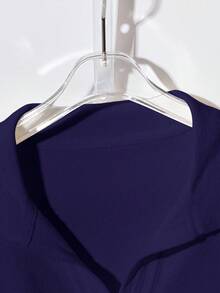 Franclia Áo len cổ polo mềm mại phong cách Hàn Quốc mới, thoải mái và đa năng cho nữ - Màu xanh hải quân - Xem 5