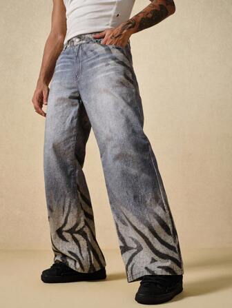 Street Life Casual Fashion Versatile Men's Loose Fit Street Style Jeans