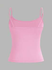 SHEIN EZwear 女士休闲吊带背心三件套，刺绣图案，黑色、白色、粉色，夏季百搭紧身款上衣 - 彩色 - 查看 8