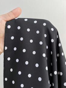 Elenzga 大码女式优雅V领波尔卡圆点长袖连衣裙 - 黑色 - 查看 7