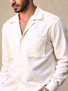 Manfinity VCAY Men's Casual Slim Fit Long Sleeve Woven Shirt, Suitable For Everyday Wear, Fall - Apricot - View 6