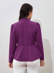 SHEIN Clasi Plus Notched Detail Ruffle Hem Blazer,Business Casual Woman,Fall Clothes For Women Autumn - Purple - View 2