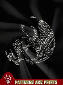 SHEIN LUNE 女士休闲骷髅水钻万圣节印花图案背心，夏季 - 黑色 - 查看 5