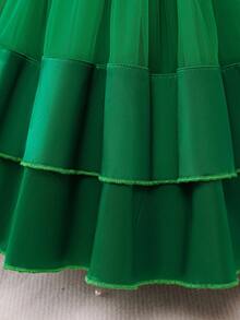 Glamorique Kids 女婴蝴蝶结装饰派对连衣裙，适合婚礼、派对、新年、春秋冬 - 綠色 - 查看 5