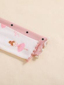 4 件套女婴可爱猫咪图案荷叶边圆领长袖柔软舒适睡衣套装 - 彩色 - 查看 7