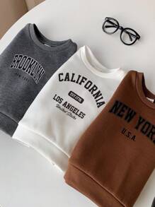 3 件套男婴/女婴可爱百搭字母图案针织长袖运动衫百搭分层套装，秋冬