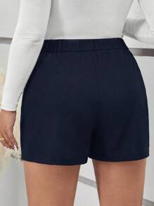 SHEIN Frenchy Plus Graceful Form-Fitting Mid Waist Fake Button Shorts