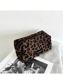 SHEIN 新款豹纹化妆包/口红盒，大容量化妆品收纳盒，多功能设计夏季旅行，度假居家浴室装饰节日化妆品收纳盒浴室配件返校 - 豹紋 - 查看 9