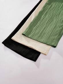 Sparklyn 3pcs Tween Girl Loose Textured Pants Set: Green Loose Textured Pants, Beige Loose Pants, And Black Textured Pants, Suitable Casual And Commuting Wear Chic For Autumn/Winter Fall - Multicolor - View 4