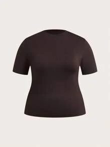 SHEIN Velisys Plus Size Seamless Women's Slim-Fit 3 PiecesSports Short Sleeve Set Gym Shirts - Multicolor - View 12