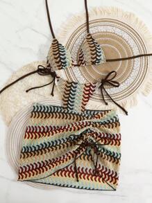 Swim SXY Bộ 3 món đồ bơi bikini gợi cảm vải jacquard mùa hè cho nữ - Nhiều màu - Xem 3