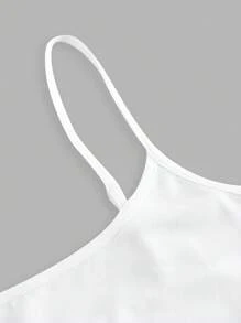 SHEIN EZwear 女士休闲吊带背心三件套，刺绣图案，黑色、白色、粉色，夏季百搭紧身款上衣 - 彩色 - 查看 7