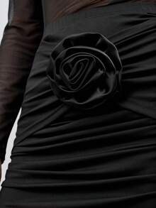 Maija Women's Solid Color Mesh Skirt, Casual & Fashionable For Daily Wear,Festival - Black - View 3
