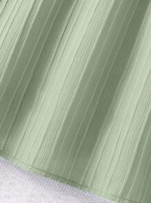SHEIN Vestido sencillo de manga corta y unicolor para niñas preadolescentes para uso diario - Verde - Ver 4