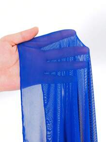 SHEIN Swim Navy Blue See-Through High Slit Sexy Beach Sarong Skirt Summer - Royal Blue - View 5